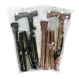 Chak Chak Stainless Steel 4-Fold Folding Cane Brown - Stainless Steel Portable T-Handle 4-Fold Adjustable Cane 2ea