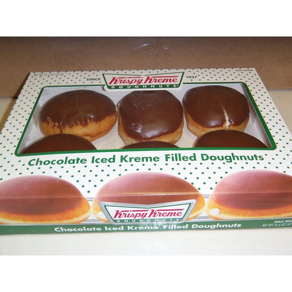 Krispy Kreme 6 Count Chocolate Iced Creme Filled Doughnuts Pack of 2