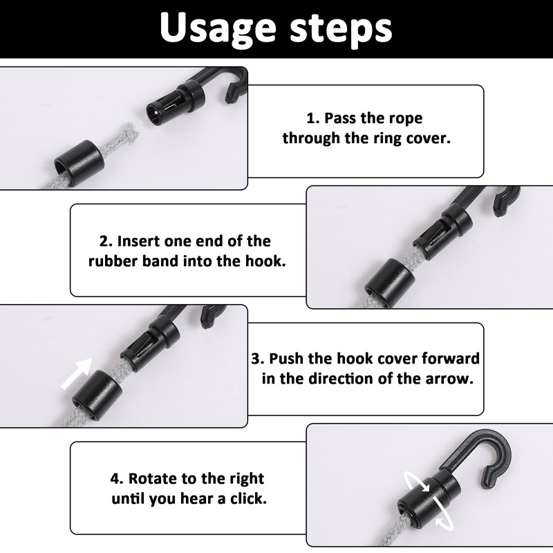 20PCS Bungee Shock Cord Hooks for 1/4 Inch Rope Terminal