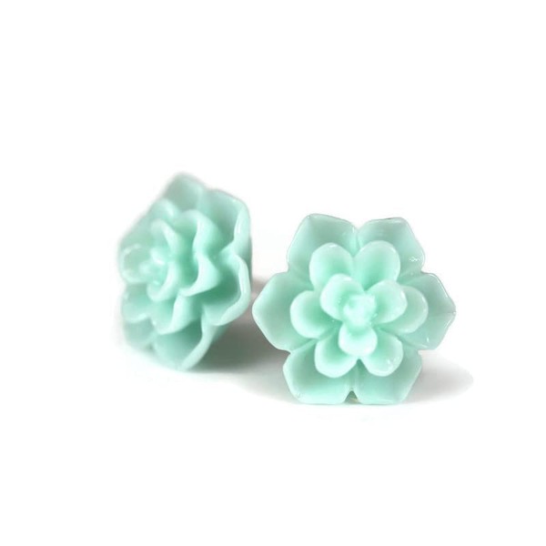 Pretty Smart Hypoallergenic Succulent Earrings for Sensitive Ears (Mint Green,