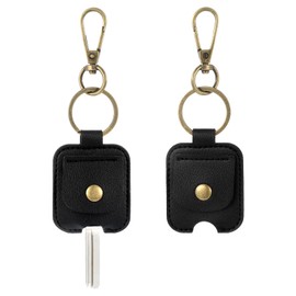 Gjinxi 2PCS Leather Car Key Sleeve, Vintage Broken Loop Replacement PU Keychain Protector, Stylish Auto Key Holder Covers for Women Men