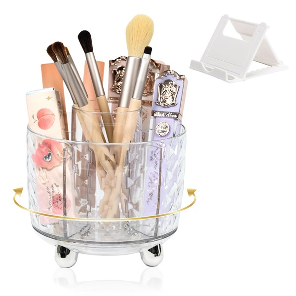 SAYEEC Pen Holder for Desk 6 Slots Rotating Makeup Brush