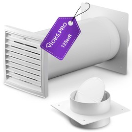 Vioks.pro Wall Box 125 with Backflow Flap and Outer Grille - Wall Duct 125 Extendable / Wall Duct Air Conditioning Cooker Hood