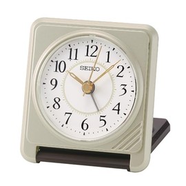 Seiko Clock, Alarm Clock, Table Clock, Analog, Small, Portable, Light Gold, 3.1 x 2.8 x 0.9 inches (78 x 72 x 24 mm), QQ807G