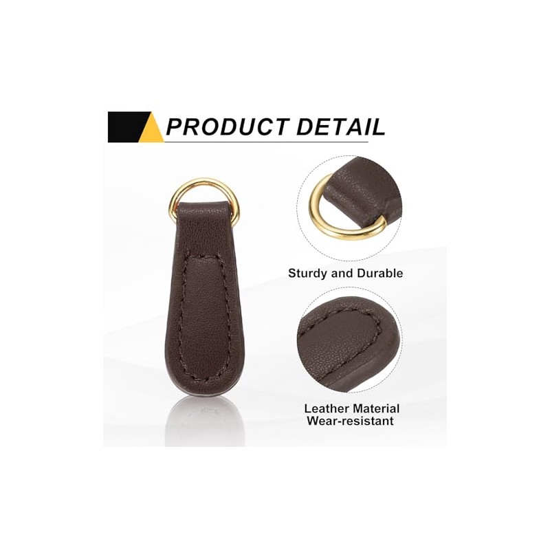 sourcing map 6pcs Zipper Pull 1.57-in Leather Zipper Head Handle
