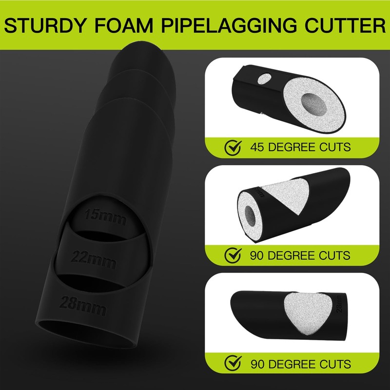 3 Piece Pipe Insulation Template, Foam Pipe Cutter Tool Set