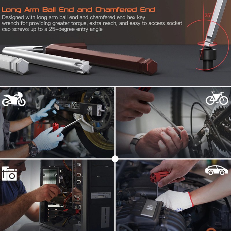 Meterk 35PCS T-Handle Allen Wrench Kit MK51（Included S2 material) K1L4