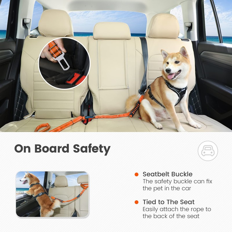 IOKHEIRA Orange Leash for Large Dogs, Multifunctional Adjustable Heavy Duty