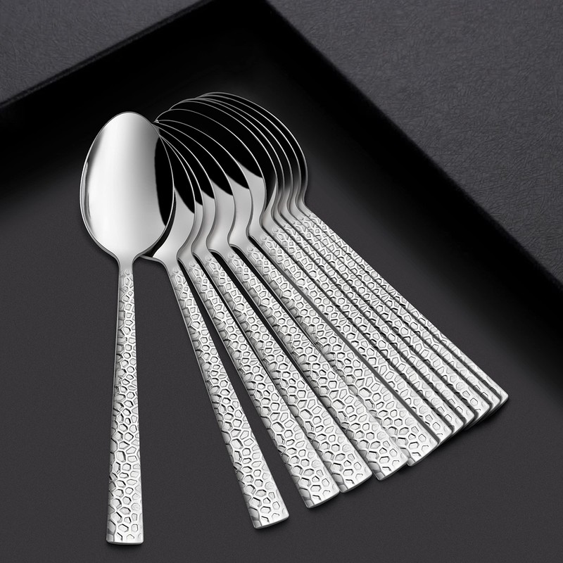 Hammered 12 Pieces Dinner Spoons Set, HaWare Stainless Steel 7.9