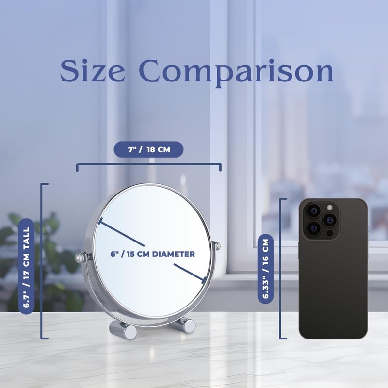 Small 15X Magnifying Tabletop Mirror for Makeup - Double Sided