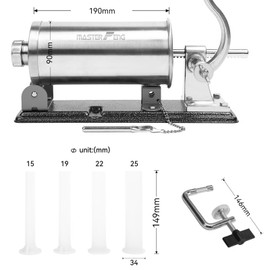 MASTER FENG 2.5 LBS Sausage Stuffer Horizontal Stainless Steel Stuffing Maker Machine Packed with 4 Stuffing Funnels