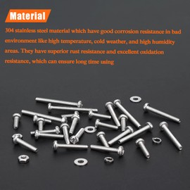 HELIFOUNER 560 Pieces M2 x 4mm /6mm /8mm /10mm /12mm /16mm /20mm, Phillips Pan Head Machine Screws, Metric Screws Bolts Washers Nuts Kit, 304 Stainless Steel