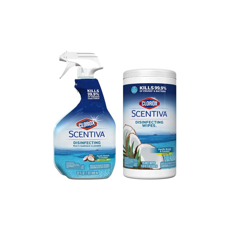 Clorox Scentiva Disinfecting Multi-Surface Cleaner Spray & Disinfecting Wipes, Pacific