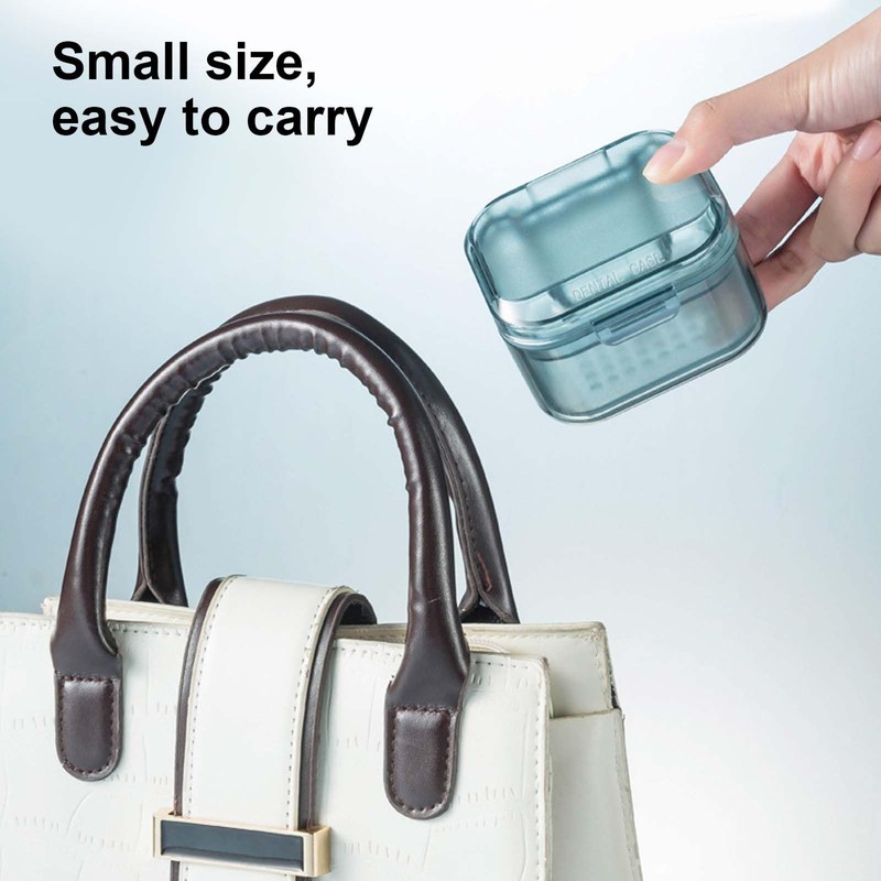 Disnace Dental Container Case, Denture Case for Soaking Dentures, Portable