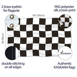 Checkered Flag – Chequered Flag - Double-sided Print – 90G polyester - Double Seam - 2 brass eyelets, large 5ft x 3ft