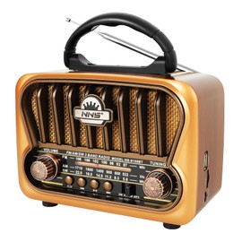 T.TAOMI Portable AM FM Radios, Transistor Shortwave Radio Retro Vintage Radios with Loud Speakers, Support USB Power Or D Battery (Copper)