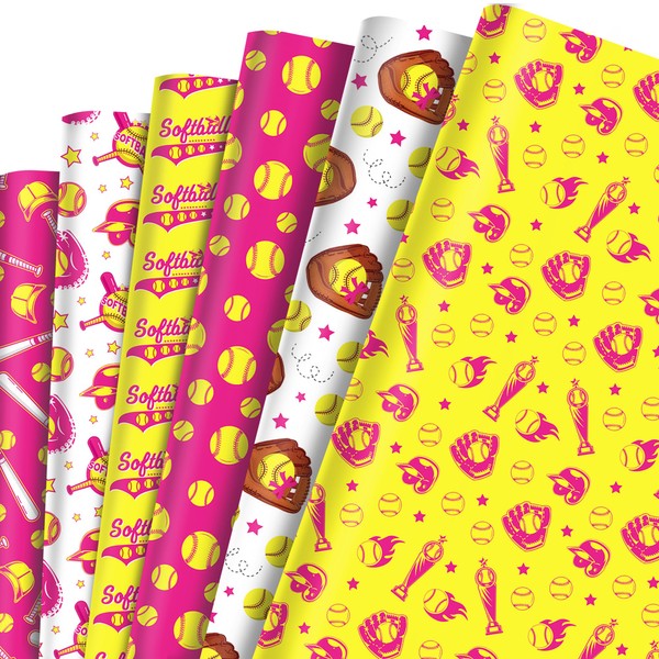 JOINFANXIN 12 Sheets Red and Yellow Softball Double Sided Wrapping