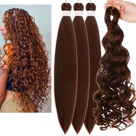 Brown Boho Braiding Hair Boho Hair for Braiding Ocean Wave Braiding Hair for Boho Braids