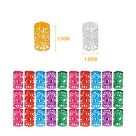 DHWEKU Pack of 50 dreadlocks jewellery, adjustable metal cuffs, hair spiral clips, dreadlocks beads, braiding hair jewellery, suitable for men and women, coloured