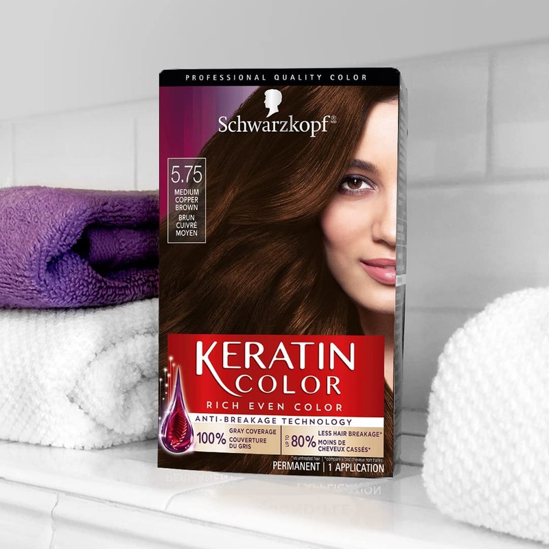 Schwarzkopf Keratin Color Permanent Hair Color Cream, 5.75 Medium Copper