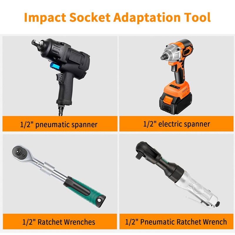 Hlipaty Impact Socket 17mm, 1/2" Square Drive 6 Point Cr-Mo