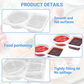 CAIXIANGYU Pack of 20 Reusable Snack Containers with Lids, Portable Snack Boxes for Condiments, Dips, Meals, Camping, Picnic, Takeaway Food Containers (Transparent)