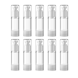 Vacuum Bottles, 10 Pack 30ml Pump Bottles, Cosmetic Divided Bottles, Pump Type, Airless Pushing Bottles, Hot Springs, Travel Bottles, Plastic Containers, Refill Bottles, Transparent, Portable, For