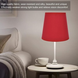 Cyrank Small Lamp Shade Set Of 2, Chandelier Mini Lamp Shade Light Shades for Lamps Barrel Fabric Lampshade for Table Lamp and Floor(Red)
