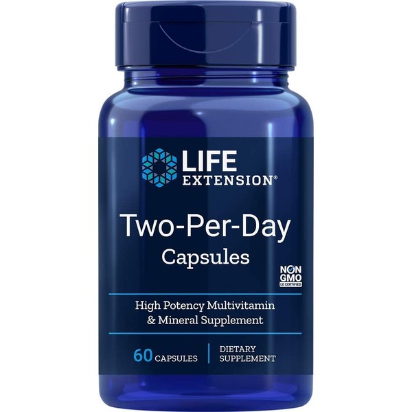 Life Extension Two-Per-Day Multivitamin - A Healthy Dose of Vitamins & Minerals – Gluten-Free – Non-GMO – 60 Capsules