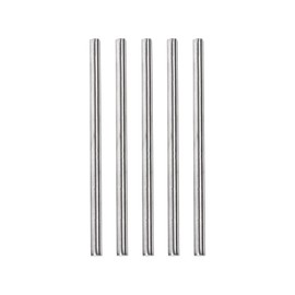 Rebower 304 Stainless Steel Solid Material Round Rod, [for Punches, Various Shafts, DIY Crafts, Model Plane, Model Ship, Model Cars] - 6 mm x 150 mm / Silver Tone / Pack of 5