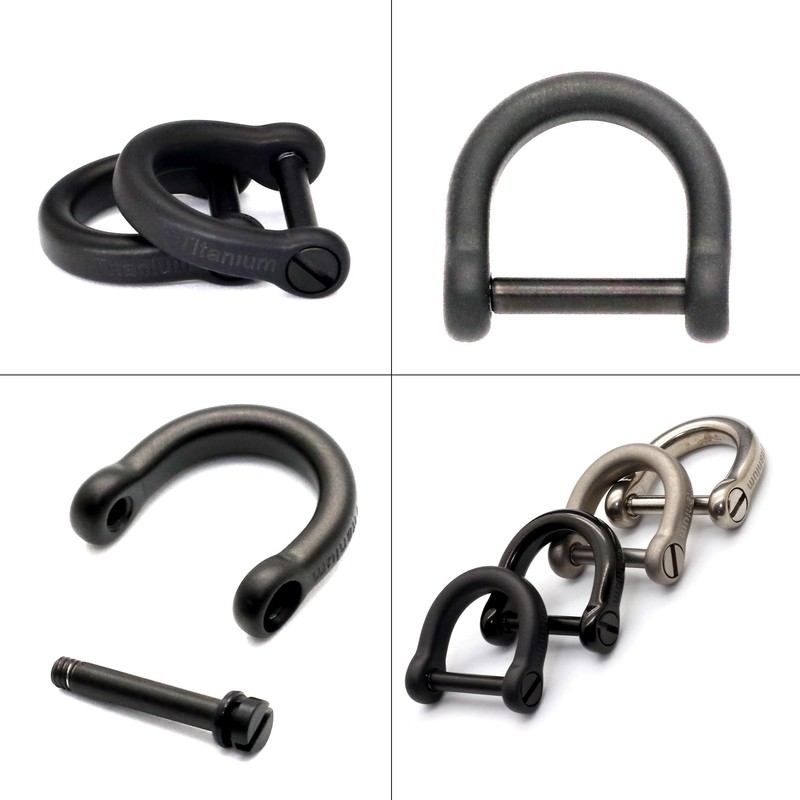 TUNUKE Titanium D-Ring Small Mini Screw-Type Keyring Keychain Carabiner Key