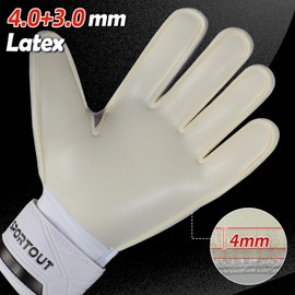 Sportout Goalie Gloves, Goalkeeper Gloves with Finger Protection, Soccer Gloves, Breathable Soccer Goalie Gloves, 4mm Latex, for Kids Youth and Adult(White,9)