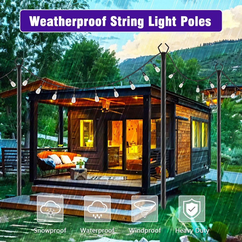 zoegi 4 Pack 10Ft String Light Poles,Light Poles for Outside