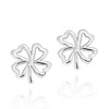 Charmed Four Heart Leaf Clover .925 Sterling Silver Stud Earrings,