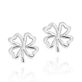Charmed Four Heart Leaf Clover .925 Sterling Silver Stud Earrings, Metal, not known