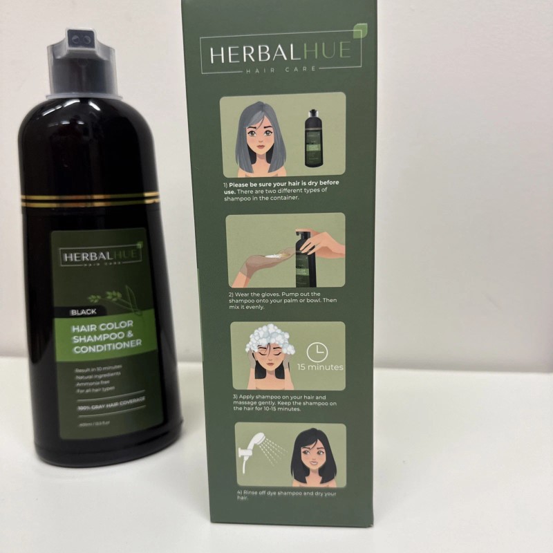 Herbal Hue Black Hair Dye Shampoo & Conditioner, Natural Shampoo