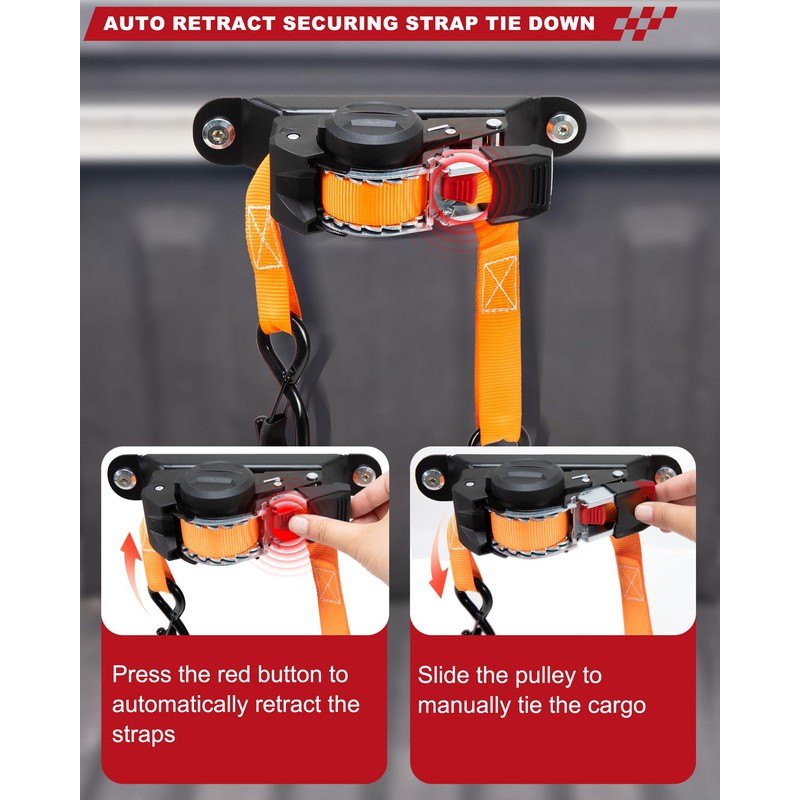 Retractable Ratchet Straps for Tacoma Bed Tie Down Anchors, Compatible
