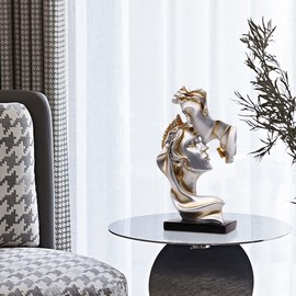 Kiss Statues,Resin Statue Ornaments, Abstract Style Sculptures, Valentine's Day, Living Room Dining Desk Decorations,Bookshelf Decorative Objects,Modern Home Decor(Gold)