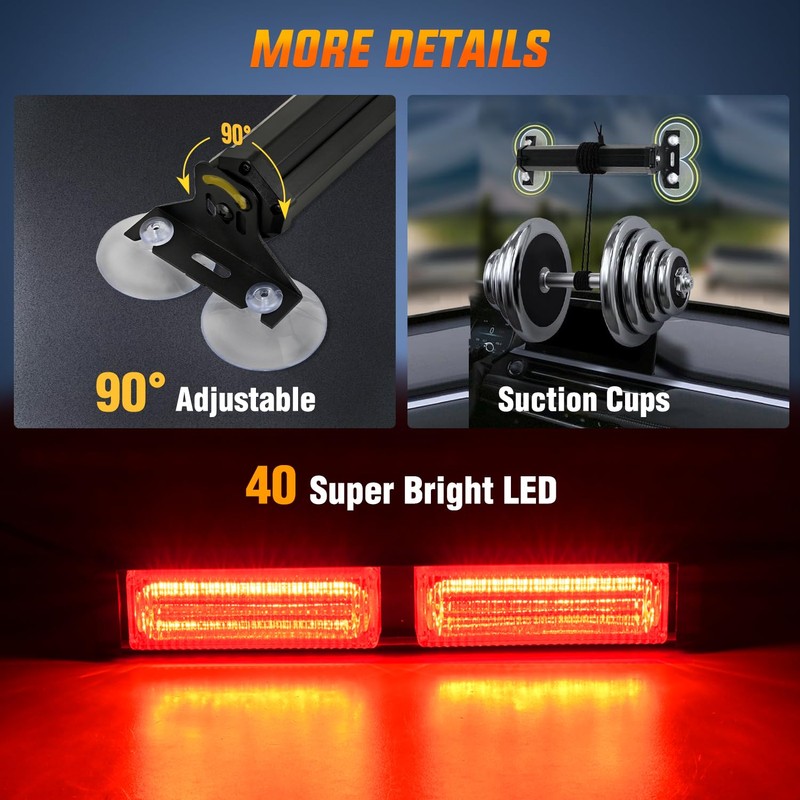 Nilight 40LED Red Emergency Strobe Traffic Advisor Light Bar with