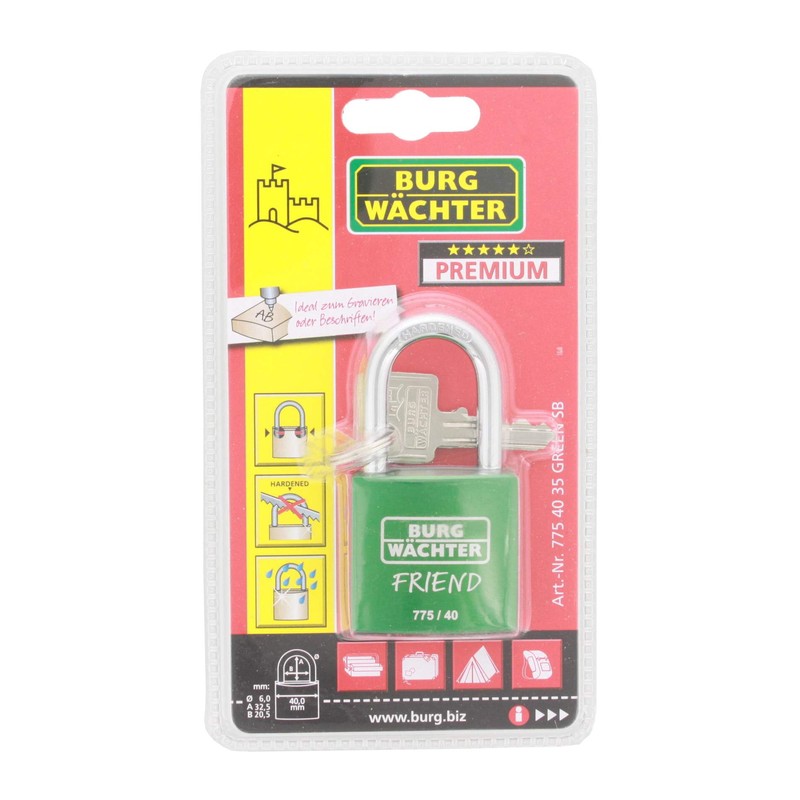 Burg-Wächter Cylinder Padlock 775 40 35 Green SB