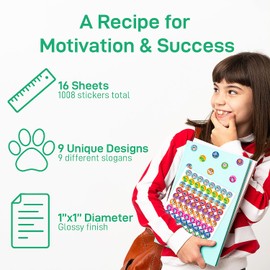 S&O French Inspirational Stickers for Classroom Rewards - French Motivational Stickers Teacher Supplies - Cartoon Stickers - Kids Stickers - Cadeaux Pour Enseignants en Français - 1008 Small Stickers