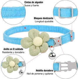 Collares de perro básicos,Collar flor para gato con cascabel,paquete de 4 collares de perro ajustables con patrón floral clásico con hebilla de liberación rápida para cachorros,perros pequeños y gatos