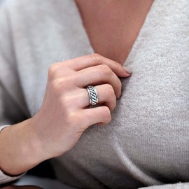 Silverly Mens Womens .925 Sterling Silver Celtic Rope Spinner Thumb Ring