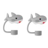 2Pcs Gray Shark Silicone Straw Covers and Caps Compatible with