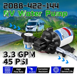 2025 Upgrade 2088-422-144 RV Fresh Water Pump,12 V 45 PSI 3.3 GPM Diaphragm Pump with Pressure Switch and Detachable Filters,1/2MNPT Connection for RV Marine Yacht