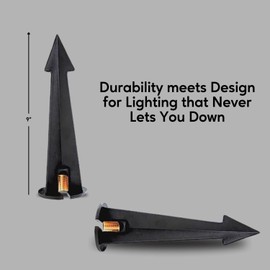 8" Outdoor Light Stake in Black Finish - Support Light Fixture Spikes, Universal Use, Resin Materials, Side Wireway (1 - Large Spike with Brass Wireway)