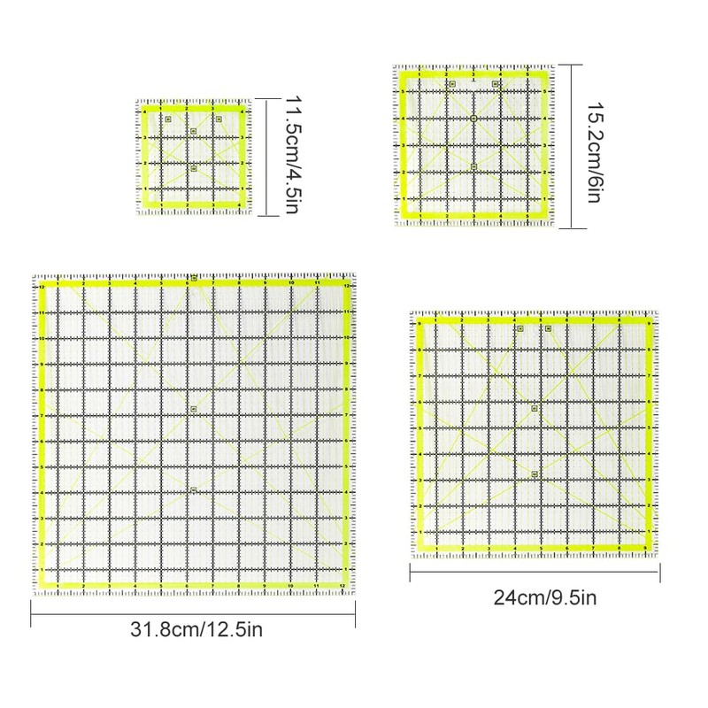 UOOU 4 Pack Quilting Ruler, Quilting Ruler Quilting Templates Fabric