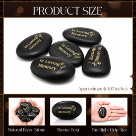 36 Pcs Memorial Stones 1.97 Inch Celebration of Life Inspirational Favor River Rock Engraved in Loving Memory Funeral Decoration Favors Gift for Father's Day (Black)