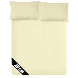 Sunshine Comforts Microfiber Fitted Sheets Breathable, Anti Wrinkle 26cm Deep Pocket Single Bed Sheets Cream Bedding & Linen- Single Bedding 90 X 190 CM Single Fitted Sheet