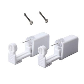 2PCS Safety Portable Household Nose Piercing Gun Disposable Nose Nail Gun Kit Tool Self Nose Piercing Gun No Pain Nose Piercing Gun for Women Men (Silver - White rhinestone)